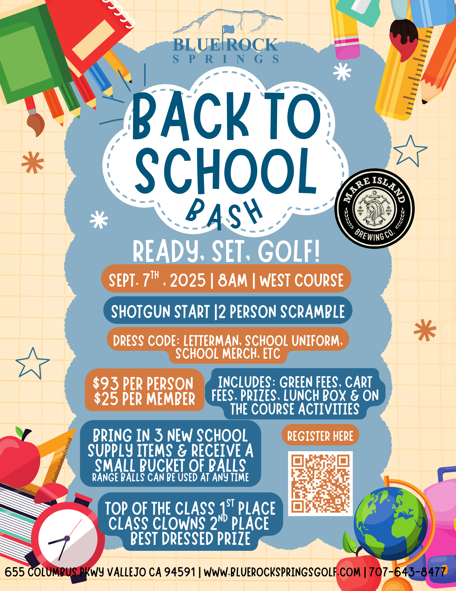 Beige Playful Illustrative Supplies Back to School Colorful Flyer